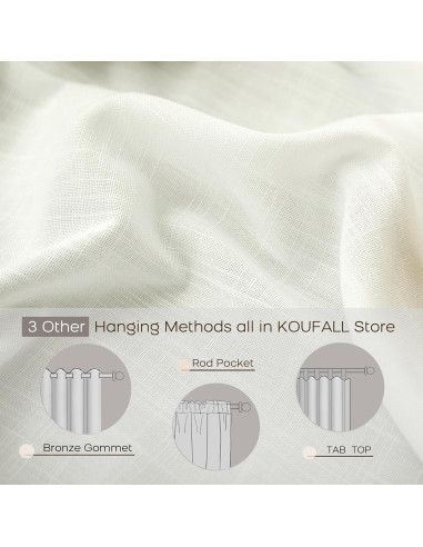 Cortinas KOUFALL 2 Paneles Lino 52x244 cm Marfil