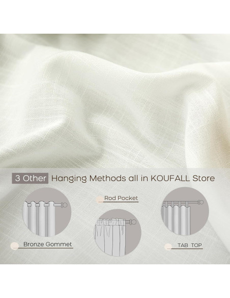 Cortinas KOUFALL 2 Paneles Lino 52x244 cm Marfil