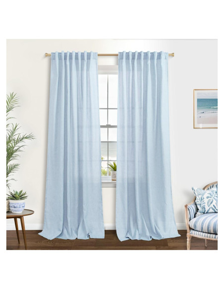 Cortinas KOUFALL Azul Claro 2 Paneles 1,07m x 2,13m Semitransparentes