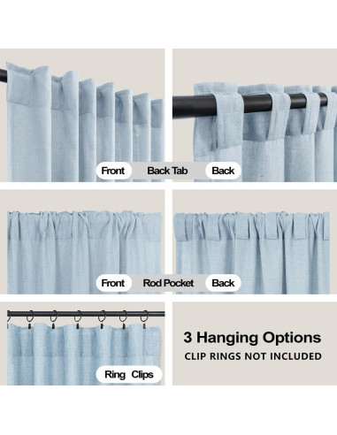 Cortinas KOUFALL Azul Claro 2 Paneles 1,07m x 2,13m Semitransparentes