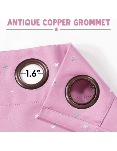 Cortinas Blackout PrinceDeco 2 Paneles Rosa Estrellas