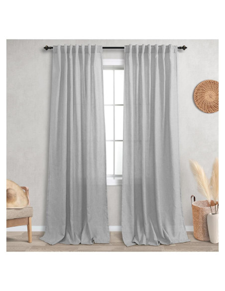 Cortinas Sheer KOUFALL Gris 132x229 cm Tab Back Pack de 2