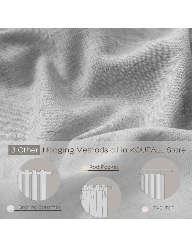 Cortinas Sheer KOUFALL Gris 132x229 cm Tab Back Pack de 2