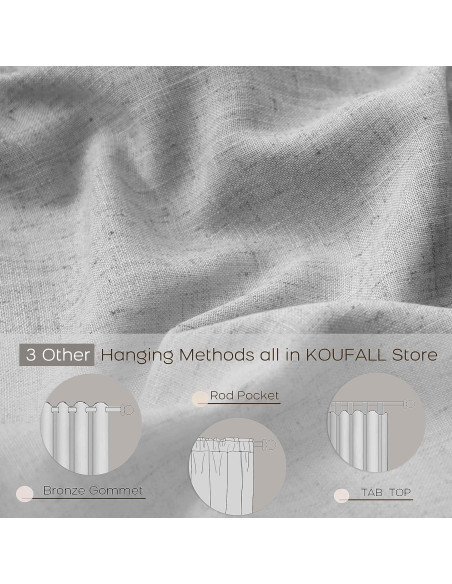 Cortinas Sheer KOUFALL Gris 132x229 cm Tab Back Pack de 2