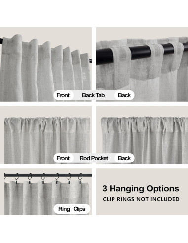 Cortinas Sheer KOUFALL Gris 132x229 cm Tab Back Pack de 2