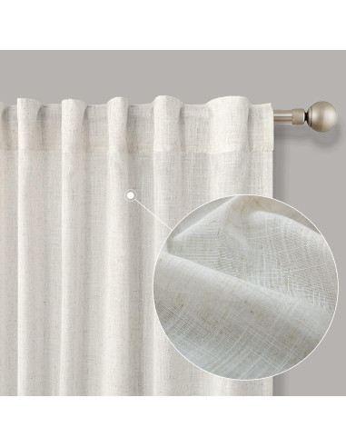 Cortinas de Lino KOUFALL 132 cm x 218 cm Juego de 2 Paneles