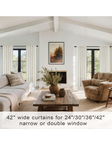 Cortinas de lino KOUFALL 52x213 cm, juego de 2, color crema