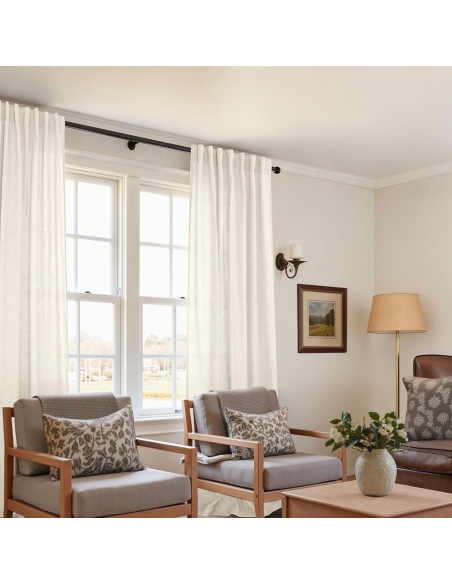 Cortinas de lino KOUFALL 52x213 cm, juego de 2, color crema