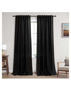Cortinas Negras KOUFALL 2 Paneles 84 cm Lino Semi Transparente