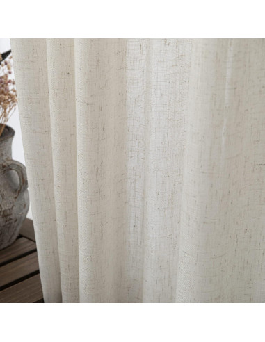 Cortinas de lino KOUFALL 52x213 cm, juego de 2, color crema