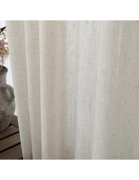 Cortinas de lino KOUFALL 52x213 cm, juego de 2, color crema