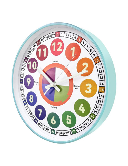 Reloj de Aprendizaje DORBOKER 30 cm Silencioso Brilla en la Oscuridad