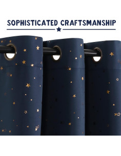 Cortinas Blackout PrinceDeco 2 Paneles Estrellas Marino/Bronce 2