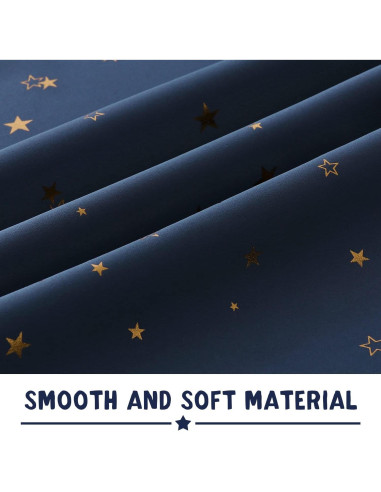 Cortinas Blackout PrinceDeco 2 Paneles Estrellas Marino/Bronce