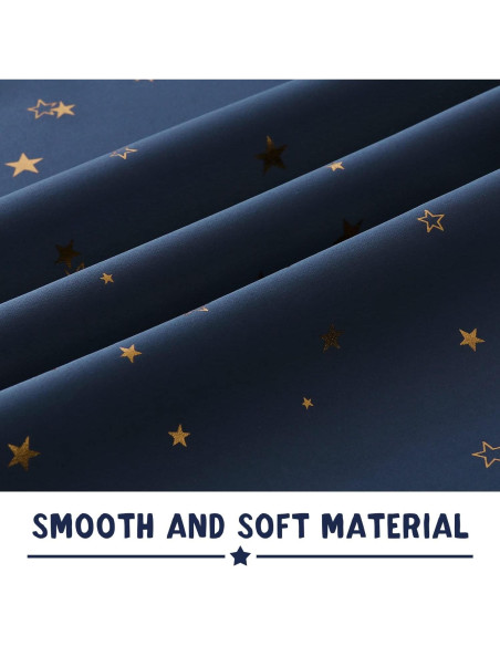 Cortinas Blackout PrinceDeco 2 Paneles Estrellas Marino/Bronce