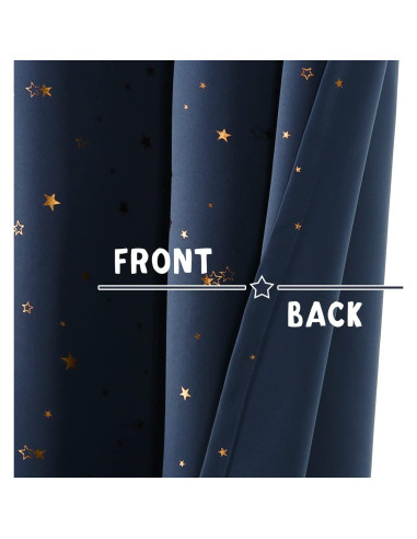 Cortinas Blackout PrinceDeco 2 Paneles Estrellas Marino/Bronce