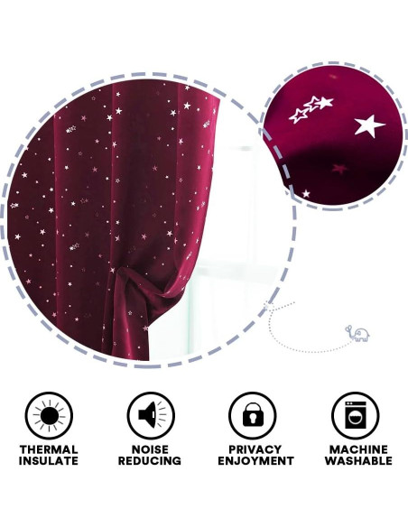 Cortinas Blackout PrinceDeco 2 Paneles 132x160 cm Estrellas