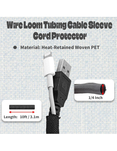 Fundas de Cable Negras Qjaiune 3m 6.35mm Organizador