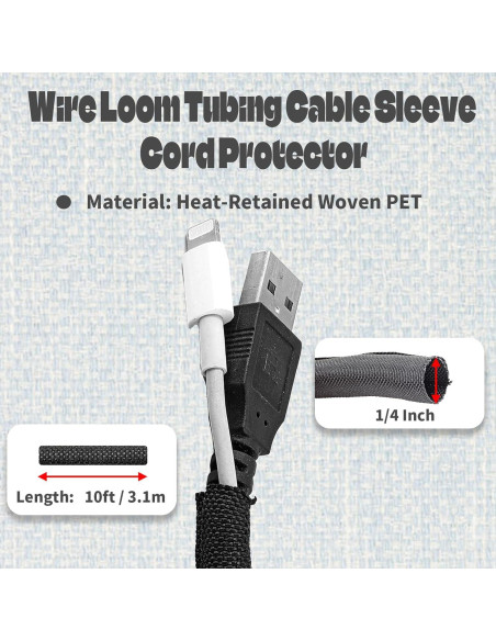 Fundas de Cable Negras Qjaiune 3m 6.35mm Organizador