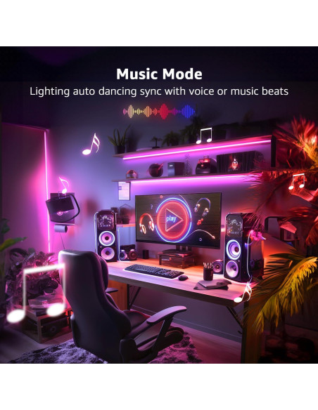 Luces LED de Tira Lepro 15,24m RGB con Control Remoto