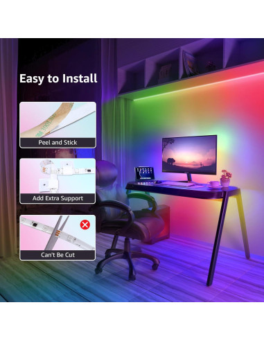 Luces LED de Tira Lepro 15,24m RGB con Control Remoto