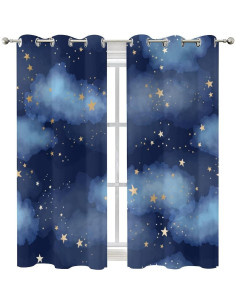 Cortinas Opacas Llylumty Estrellas 2 Paneles 107x114cm 2