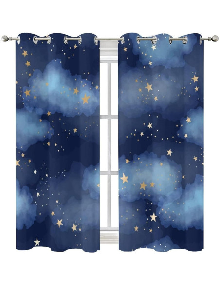 Cortinas Opacas Llylumty Estrellas 2 Paneles 107x114cm