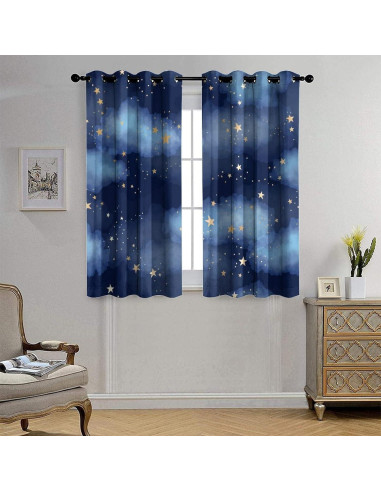 Cortinas Opacas Llylumty Estrellas 2 Paneles 107x114cm