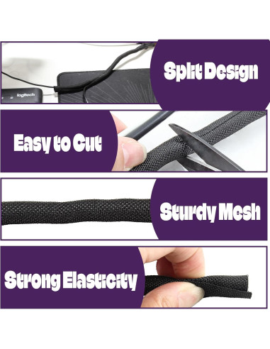 Fundas de Cable Negras Qjaiune 3m 6.35mm Organizador