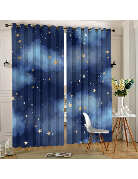 Cortinas Opacas Llylumty Estrellas 2 Paneles 107x114cm