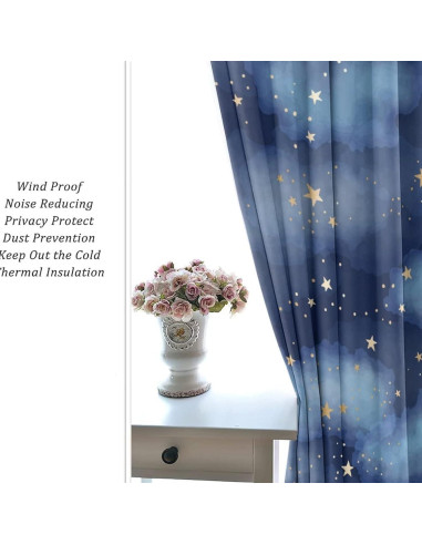 Cortinas Opacas Llylumty Estrellas 2 Paneles 107x114cm