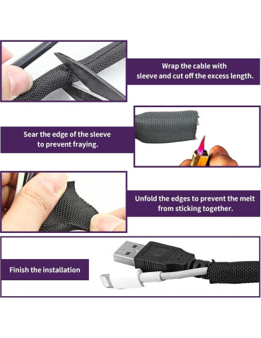 Fundas de Cable Negras Qjaiune 3m 6.35mm Organizador