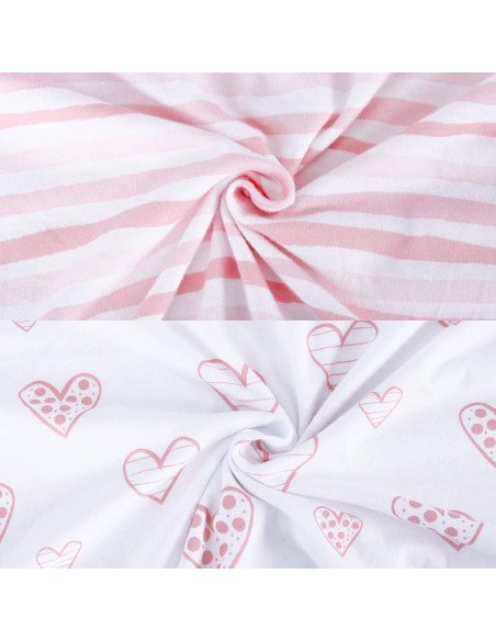 Sábanas para Cuna Biloban 2 Piezas Algodón Rosa Corazón