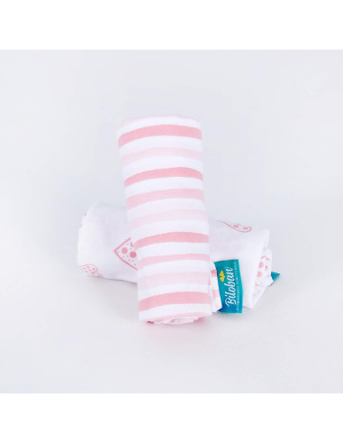 Sábanas para Cuna Biloban 2 Piezas Algodón Rosa Corazón