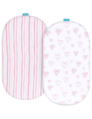 Sábanas para Cuna Biloban 2 Piezas Algodón Rosa Corazón