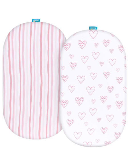 Sábanas para Cuna Biloban 2 Piezas Algodón Rosa Corazón
