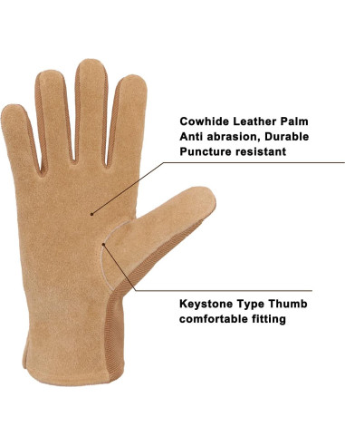 Guantes de trabajo HLDD HANDLANDY para mujeres - Cuero Marrón