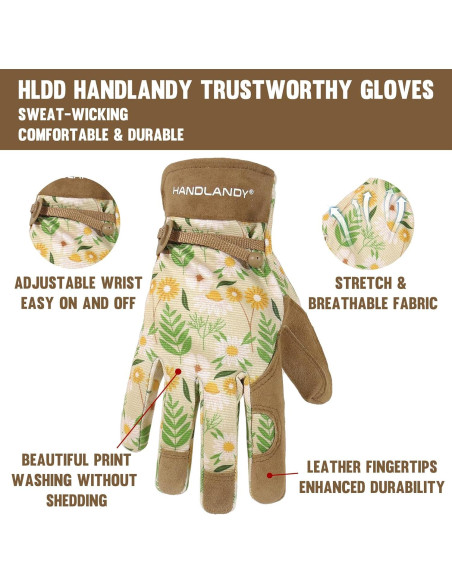 Guantes de Trabajo HLDD HANDLANDY para Mujeres - Cuero y Transpirables