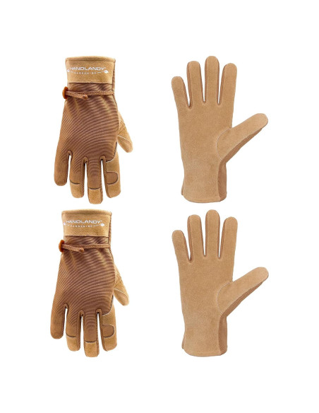 Guantes de Trabajo HLDD HANDLANDY para Mujeres - Cuero Marrón