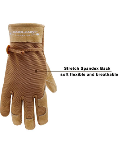 Guantes de Trabajo HLDD HANDLANDY para Mujeres - Cuero Marrón