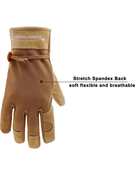Guantes de Trabajo HLDD HANDLANDY para Mujeres - Cuero Marrón