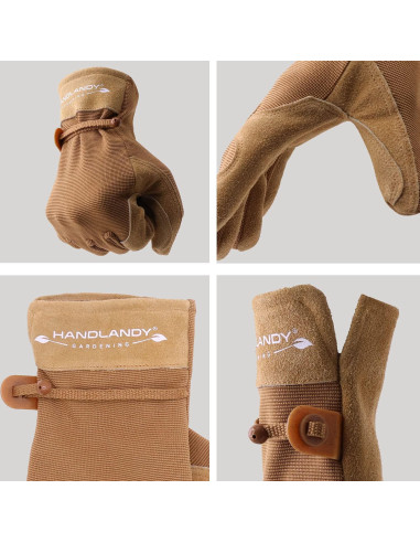 Guantes de Trabajo HLDD HANDLANDY para Mujeres - Cuero Marrón