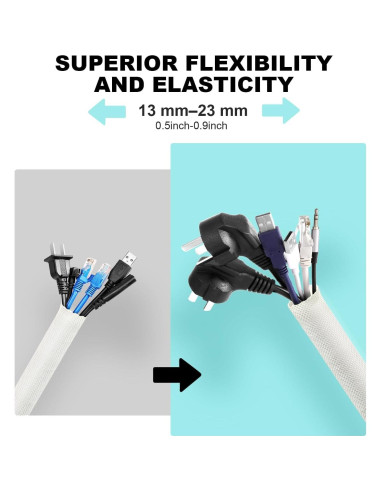 Cubierta de Cable AGPTEK 3.05m Blanca para Mascotas y Cables