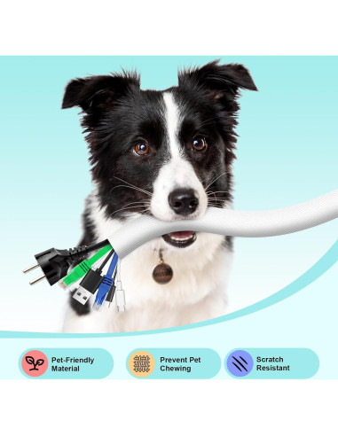 Cubierta de Cable AGPTEK 3.05m Blanca para Mascotas y Cables