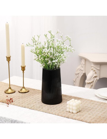 Jarrón Cerámica Negra YANWE1 20 cm Decoración Moderna