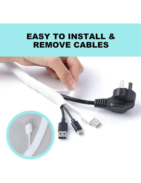 Cubierta de Cable AGPTEK 3.05m Blanca para Mascotas y Cables