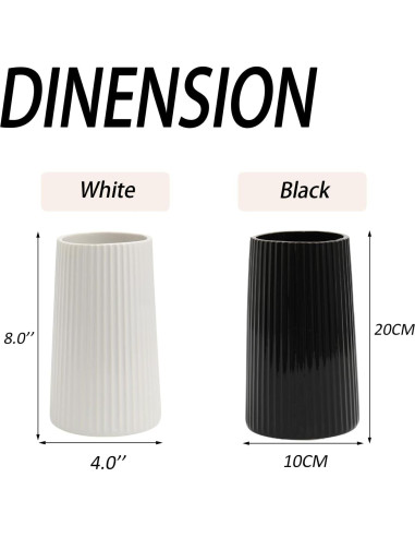 Jarrón Cerámica Negra YANWE1 20 cm Decoración Moderna