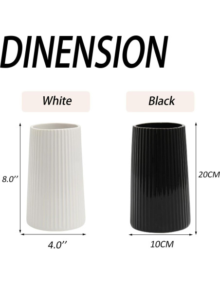 Jarrón Cerámica Negra YANWE1 20 cm Decoración Moderna