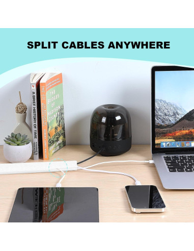 Cubierta de Cable AGPTEK 3.05m Blanca para Mascotas y Cables