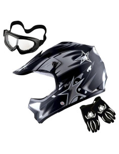 Casco de Motocross 1Storm HBOY para Niños S Negro Mate